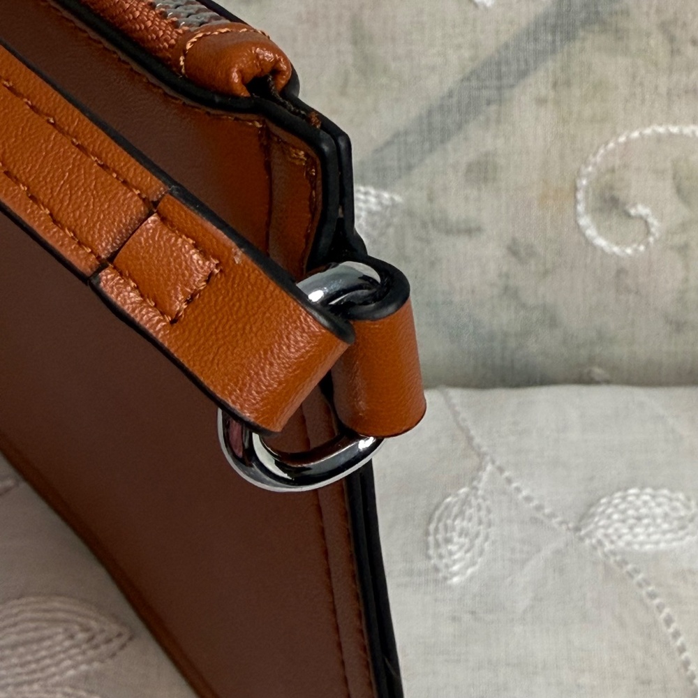 Bostanten Brown genuine leather clutch travel bag with wristlet attachable strap - Picture 5 of 12